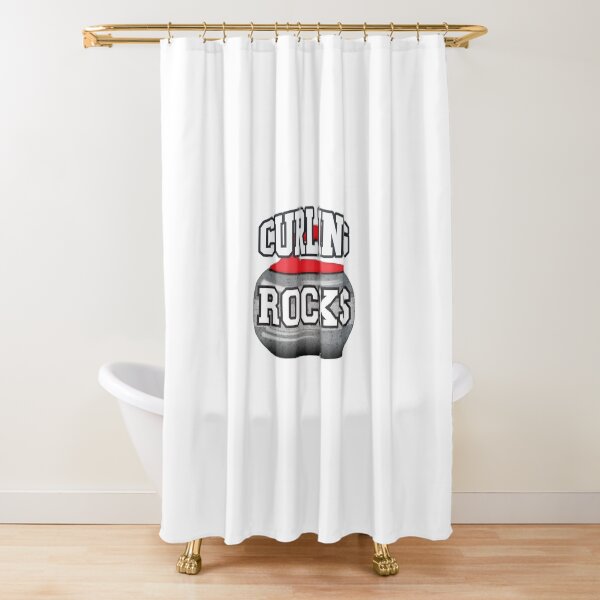 'Curling Rocks' (White) Shower Curtain
