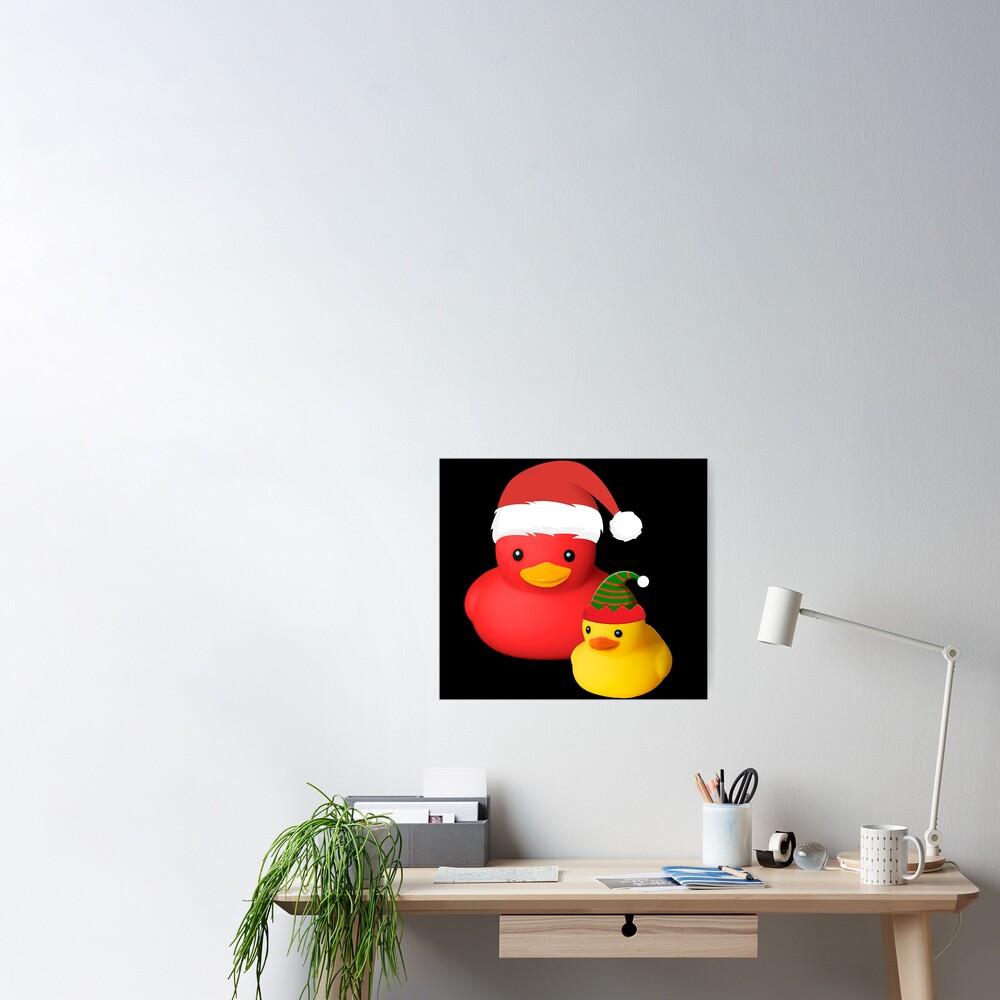 Download Cute Rubber Duck Santa Claus With Christmas Elf Costume Gift Poster By Peter2art Redbubble