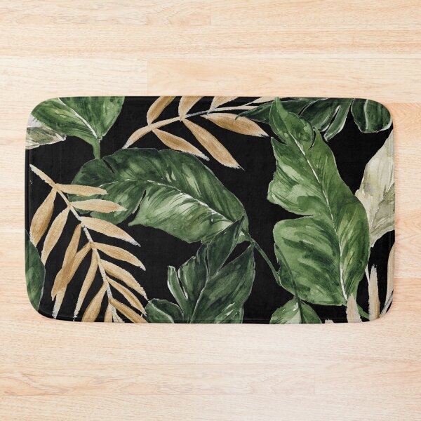 Item preview, Green and golden leaves black background designed and sold by Jenmag.