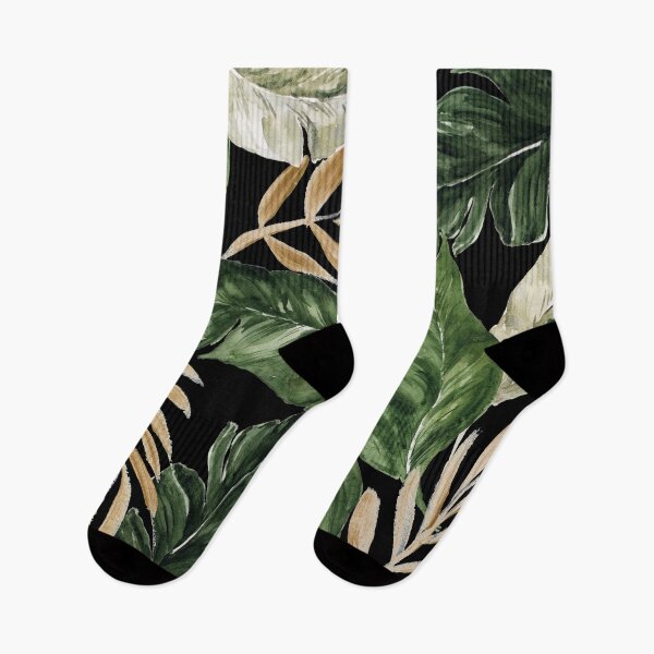 Item preview, Green and golden leaves black background designed and sold by Jenmag.