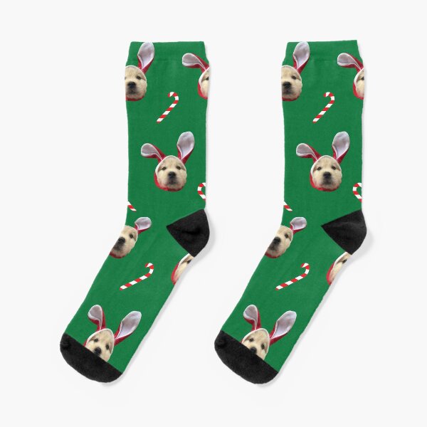Item preview, Christmas BunnyPup Socks designed and sold by chloehachiko.