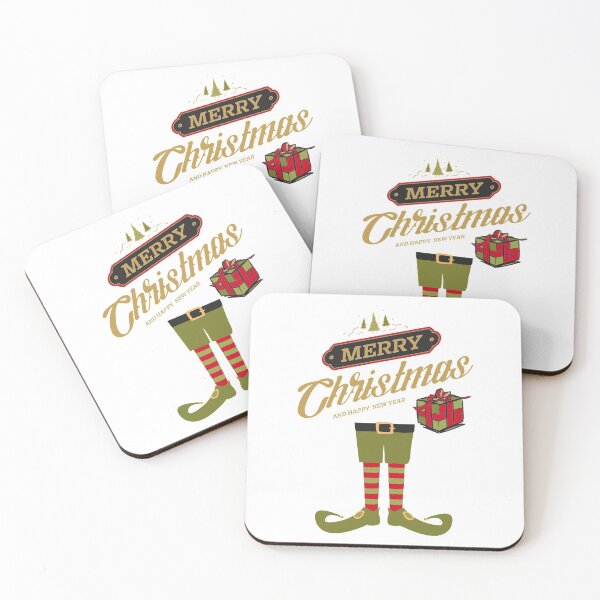 Item preview, Merry Christmas And Happy New Year Elf and Dwarf Legs Collection in Striped Stockings and Funny Boots Typography Set designed and sold by SKETCHEAJ.