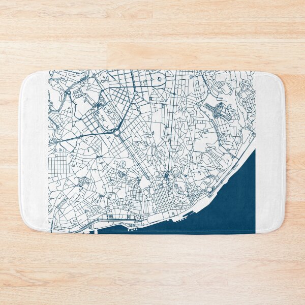 Item preview, Lisbon map city map poster - modern gift with city map in dark blue designed and sold by 44spaces.