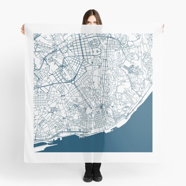 Item preview, Lisbon map city map poster - modern gift with city map in dark blue designed and sold by 44spaces.