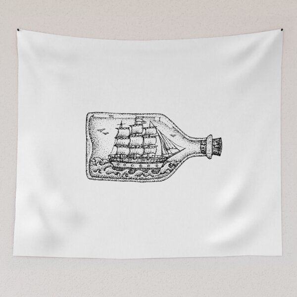 Item preview, Dotwork Ship in Glass Bottle Tattoo designed and sold by Anna_leni.