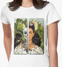 Frida Kahlo - Self Portrait (1940) Skeleton Version Women's Fitted T-Shirt