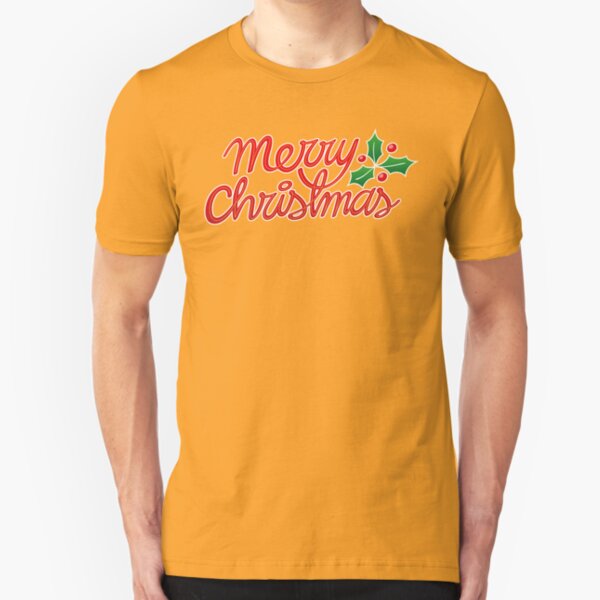 Merry Christmas, best wishes, season's greetings! Slim Fit T-Shirt