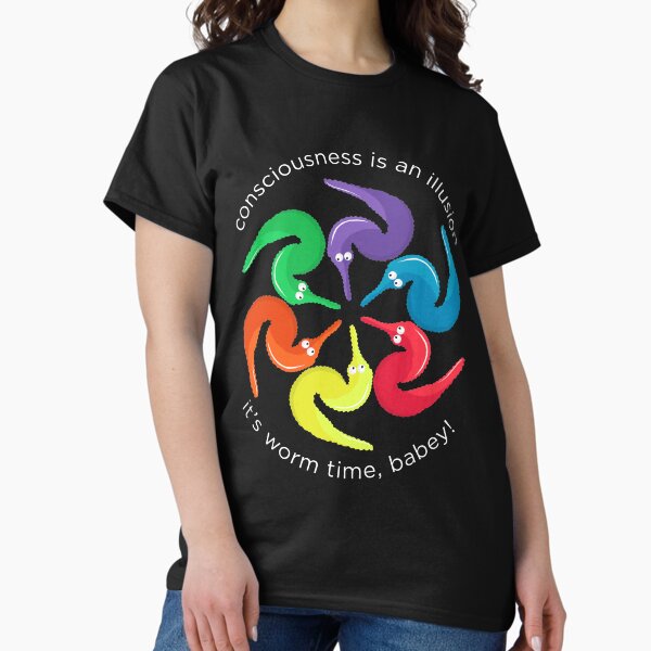 Vista previa del artículo con la obra «La conciencia es una ilusión ¡Es Worm Time Babey!», diseñado y vendido por gogo-jr.