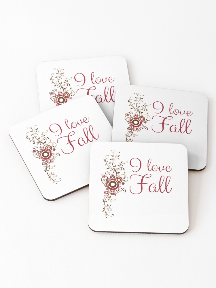 Thumbnail 1 of 5, Coasters (Set of 4), "I Love Fall" designed and sold by KateMarc.