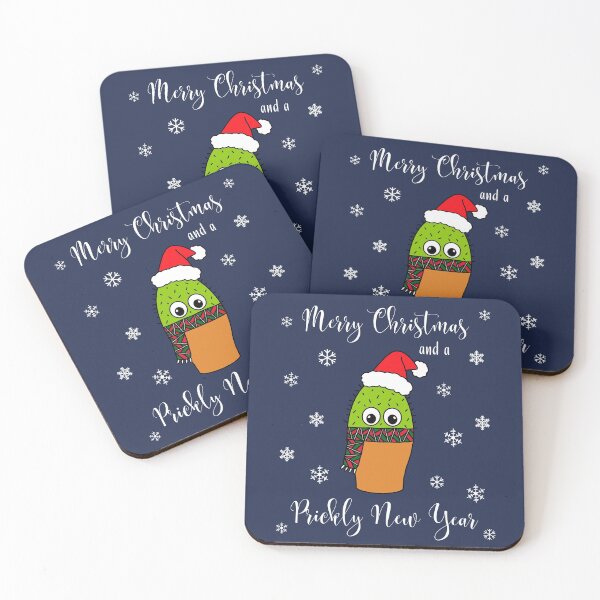Item preview, Merry Christmas And A Prickly New Year - Cute Cactus With Christmas Scarf designed and sold by DreamCactus.