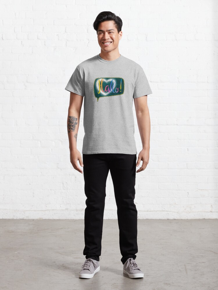 Alternate view of Hallo! with heart lettering Classic T-Shirt