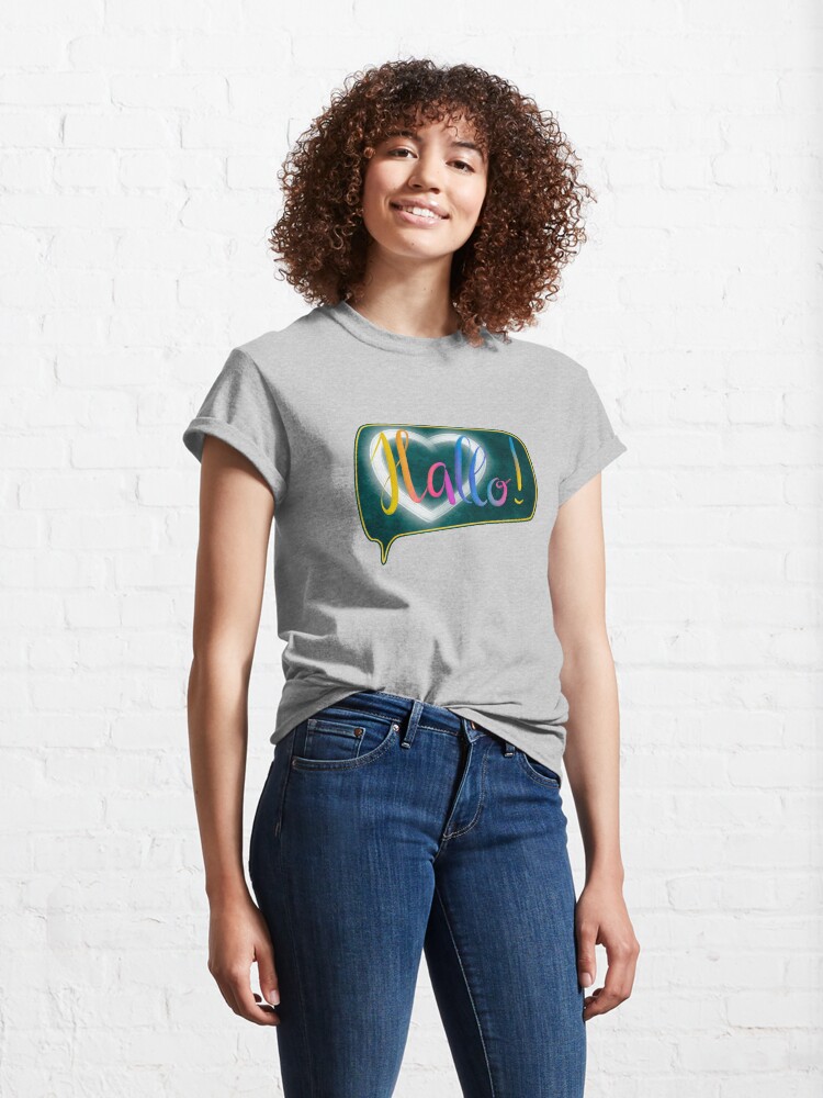 Alternate view of Hallo! with heart lettering Classic T-Shirt