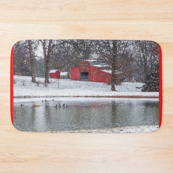 Item preview, Red Barn In Snow Painterly designed and sold by mljdwhite.