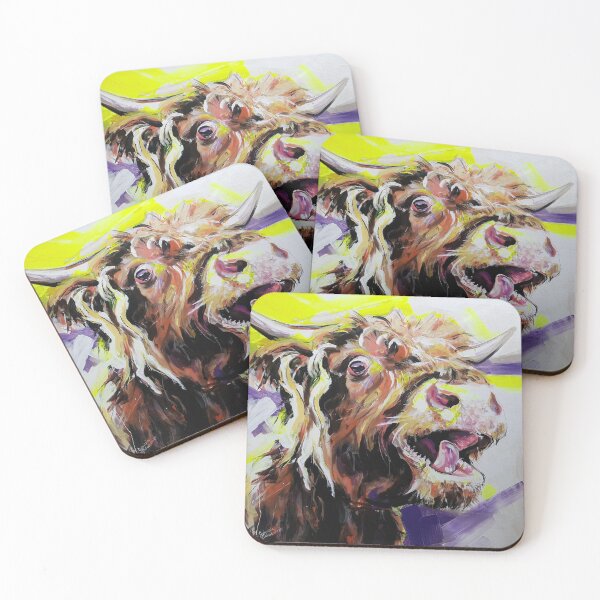 Item preview, Happy & colourful Highland Cow with horns - LOTTERY WINNER designed and sold by ARTbubble.