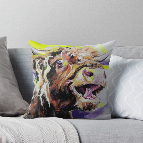 Item preview, Happy & colourful Highland Cow with horns - LOTTERY WINNER designed and sold by ARTbubble.