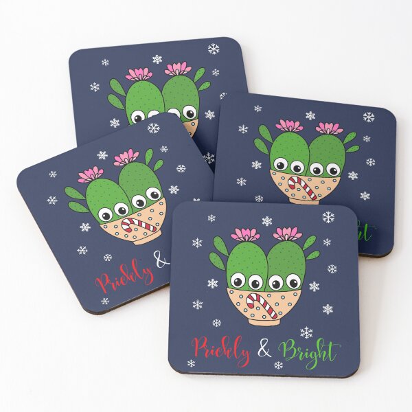 Artikelvorschau, Prickly And Bright - Cacti Couple In Christmas Candy Cane Bowl entworfen und verkauft von DreamCactus.