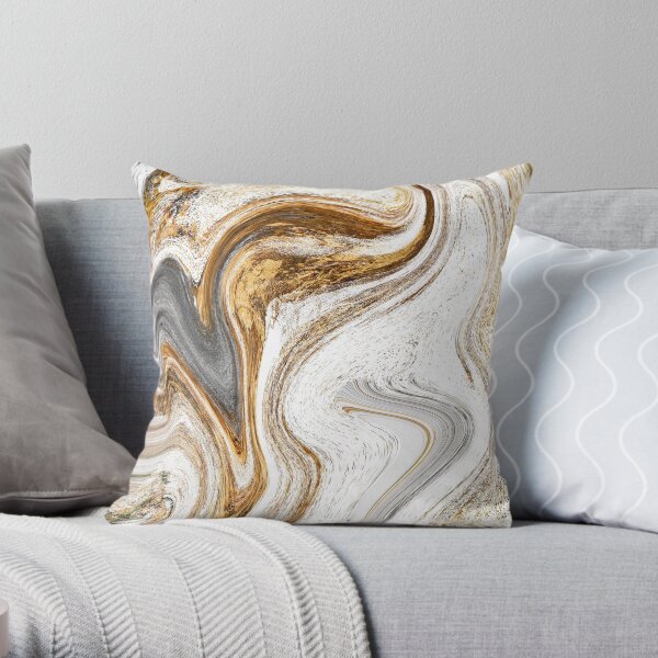 Gold & Silver Marbling Mix Throw Pillow