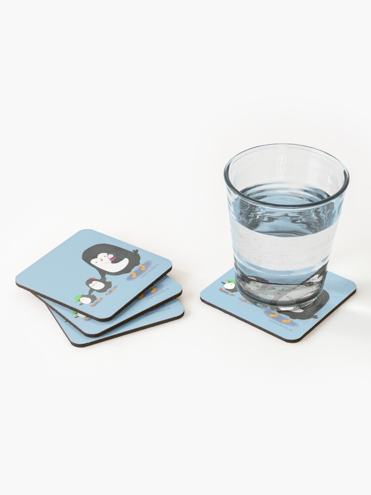 Alternate view of Penguin Dad and three kids Coasters (Set of 4)