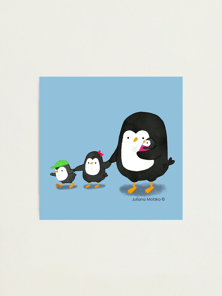 Alternate view of Penguin Dad and three kids Photographic Print