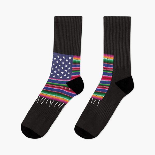 Item preview, Mexican American serape United States flag designed and sold by BlueFernSupply.