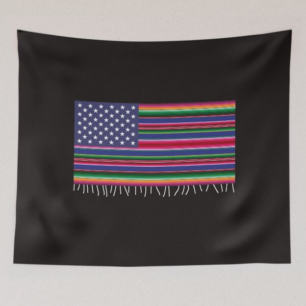 Item preview, Mexican American serape United States flag designed and sold by BlueFernSupply.