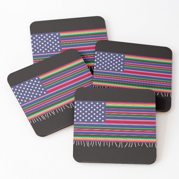 Item preview, Mexican American serape United States flag designed and sold by BlueFernSupply.