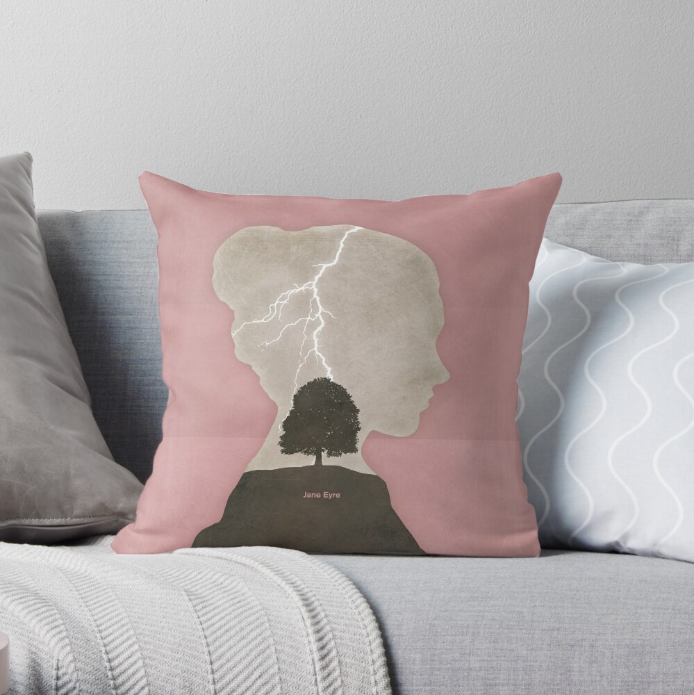 16x16 Multicolor Jane Eyre Book Club Jane Eyre Charlotte Bronte Cover Title Page Throw Pillow 