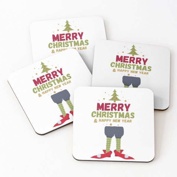 Item preview, Merry Christmas And Happy New Year Elf and Dwarf Legs Collection in Striped Stockings and Funny Boots Typography Set designed and sold by SKETCHEAJ.