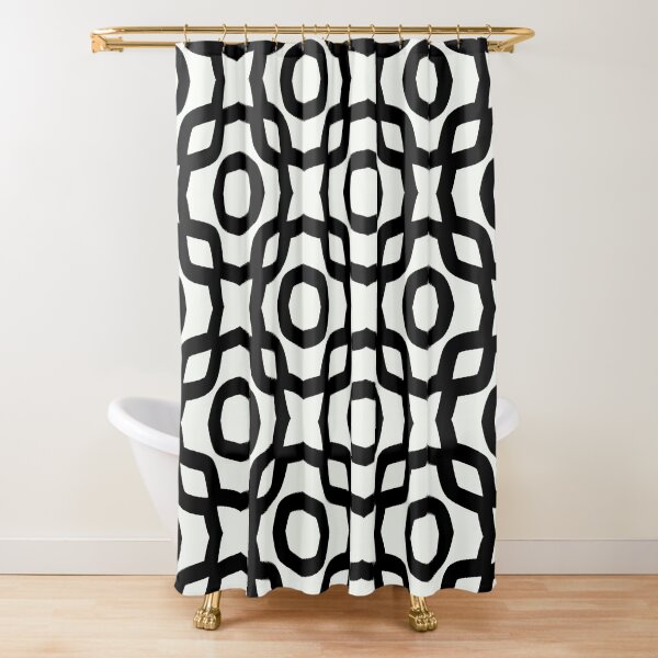 black and white minimalistic geometric pattern Shower Curtain