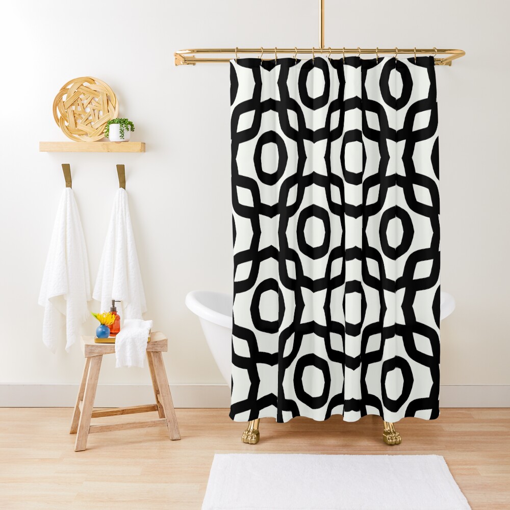 "black and white minimalistic geometric pattern" Shower Curtain for
