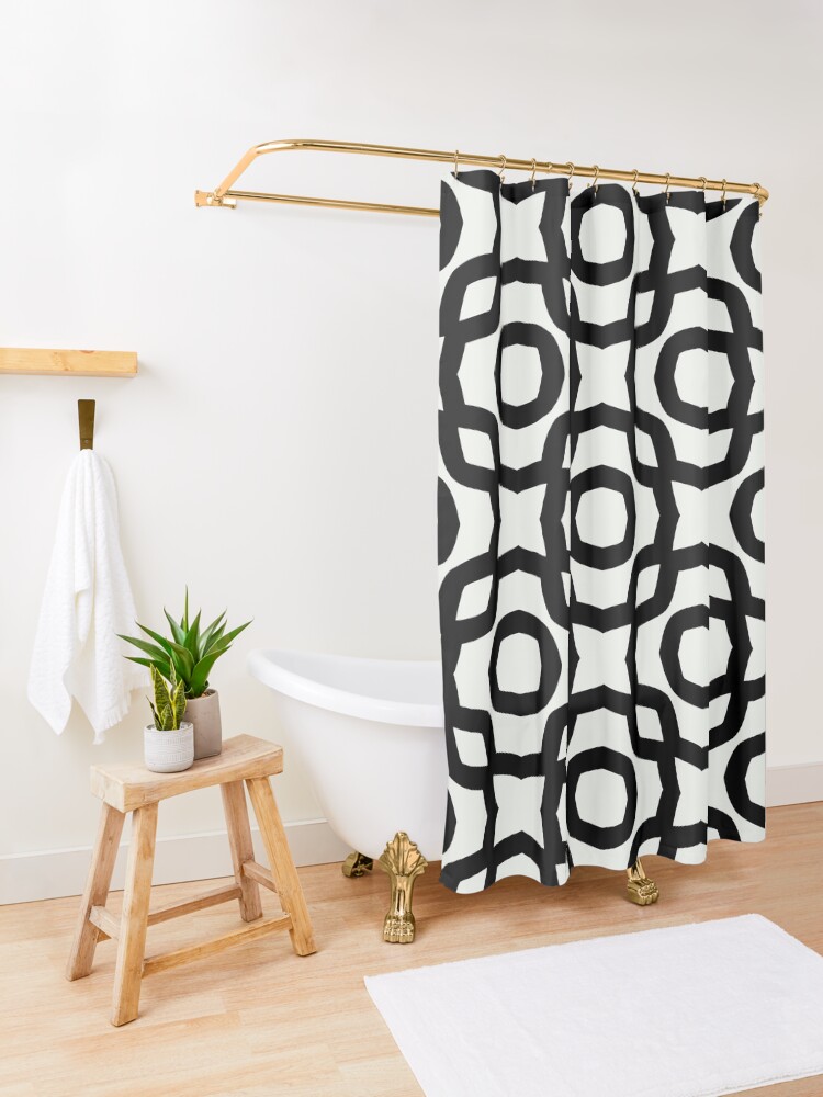 "black and white minimalistic geometric pattern" Shower Curtain for