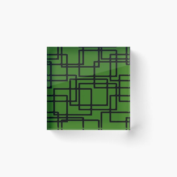 Item preview, Retro Modern Black Rectangles On  Forest Green designed and sold by taiche.