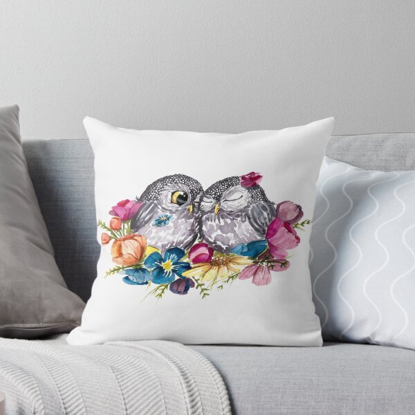 Item preview, Watercolor Owl Couple in a Colorful Wreath designed and sold by Magdalena Żołnierowicz.