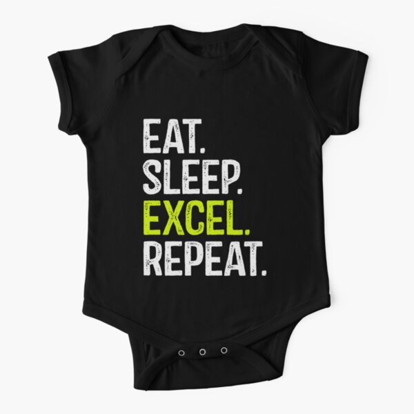 Eat Sleep Excel Repeat Short Sleeve Baby One-Piece