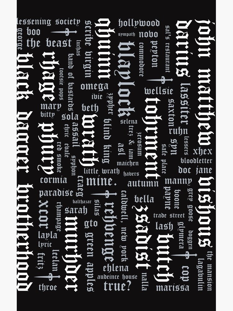 Copy of Black Dagger Brotherhood Word Cloud - Portrait Orientation by mymymagic