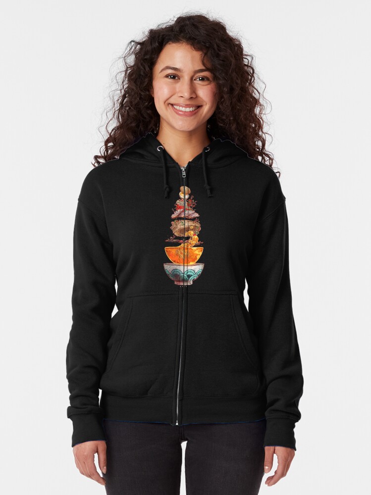 Alternate view of chines food Zipped Hoodie