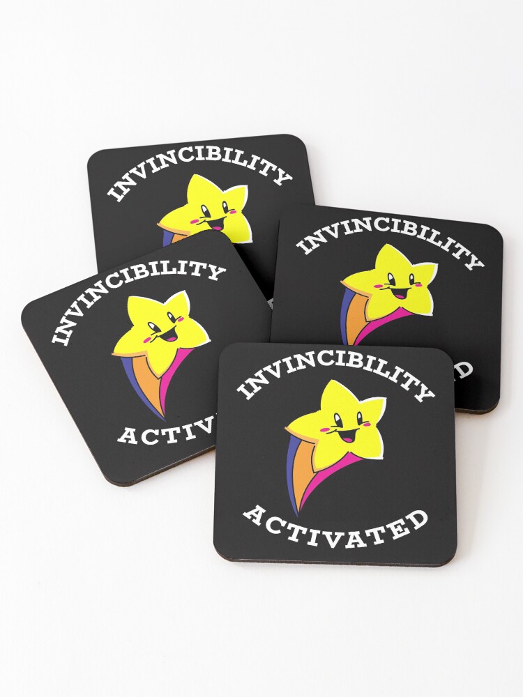 Thumbnail 1 of 5, Coasters (Set of 4), Invincibility Activated designed and sold by playerpup.