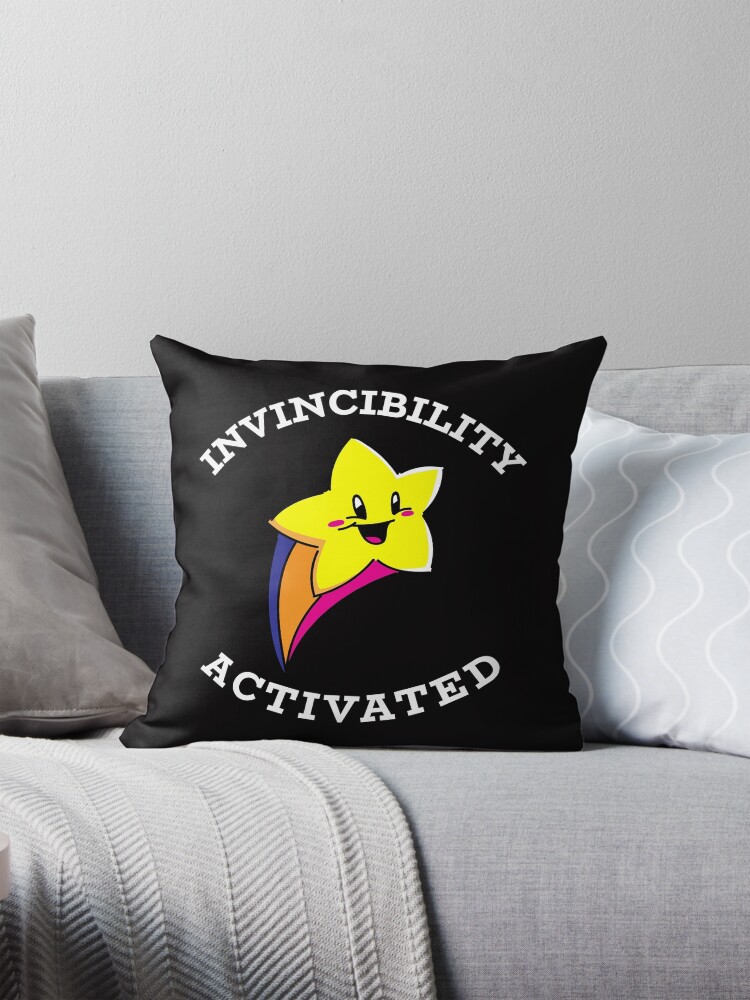 Thumbnail 1 of 4, Pillow, Invincibility Activated designed and sold by playerpup.
