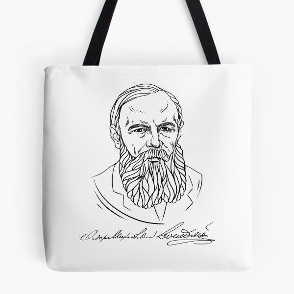 Item preview, Dostoevsky Black Ink Portrait with Autograph   designed and sold by dostoevskyme.