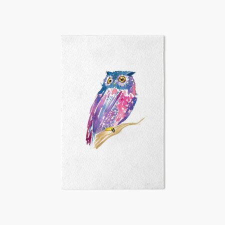 A watercolor violet and pink cute owl Art Board Print