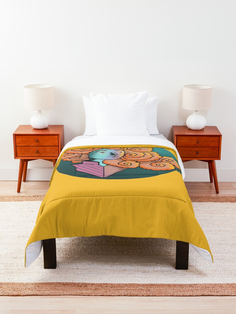 Alternate view of Curly Dream Girl Illustration Comforter