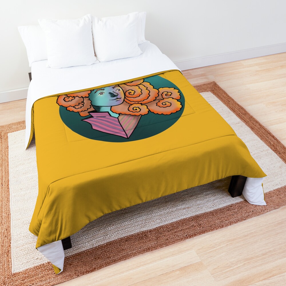 Curly Dream Girl Illustration Comforter