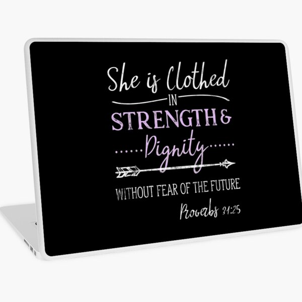 Womens Christian Clothed Strength Dignity Saying Bible Verse Gift Laptop Skin