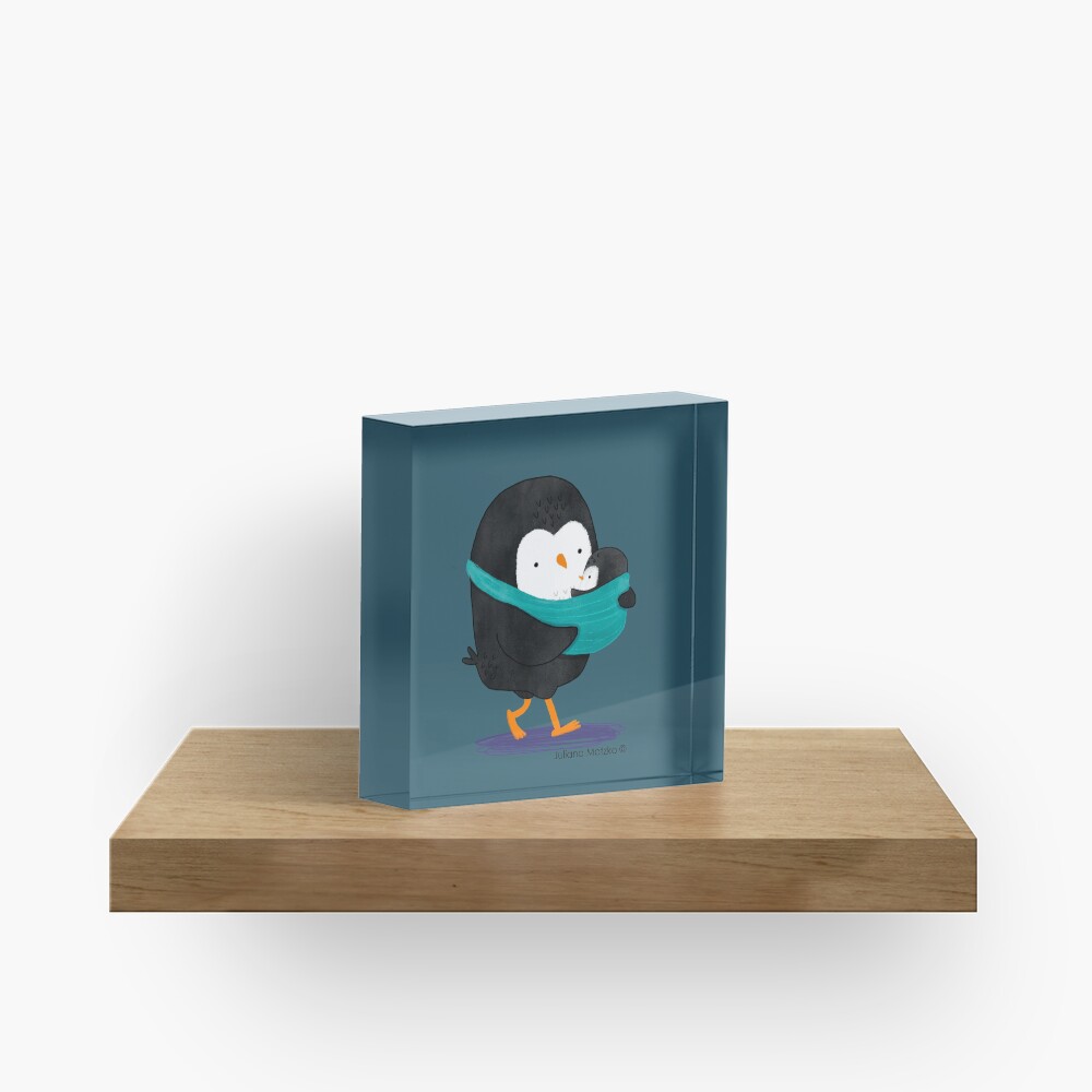 Penguin Dad and Baby Penguin Acrylic Block