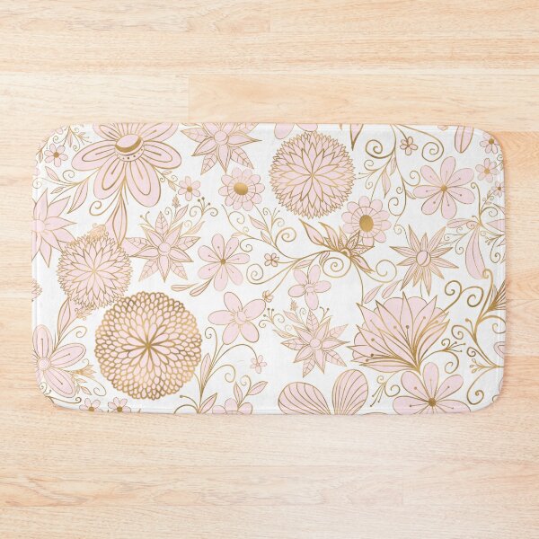 Item preview, Cute Girly Gold Floral Doodles Blush Pink Design designed and sold by InovArtS.