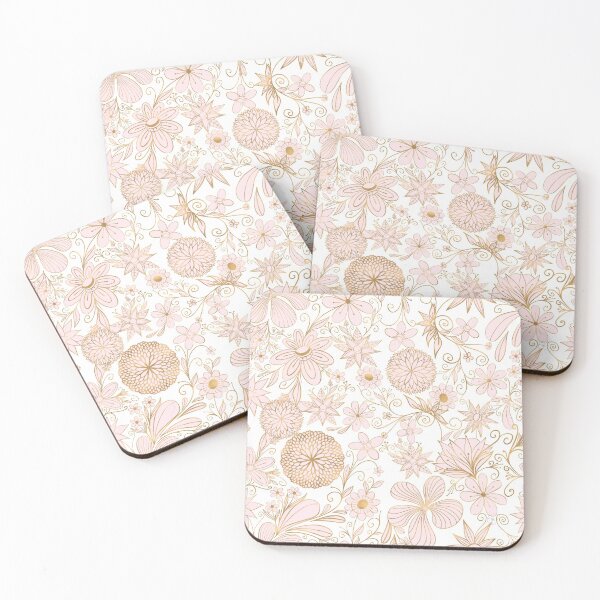 Item preview, Cute Girly Gold Floral Doodles Blush Pink Design designed and sold by InovArtS.