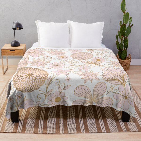 Item preview, Cute Girly Gold Floral Doodles Blush Pink Design designed and sold by InovArtS.