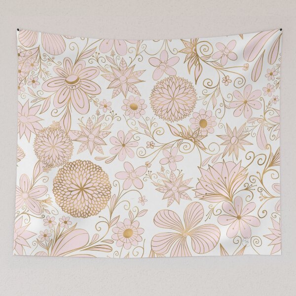 Item preview, Cute Girly Gold Floral Doodles Blush Pink Design designed and sold by InovArtS.
