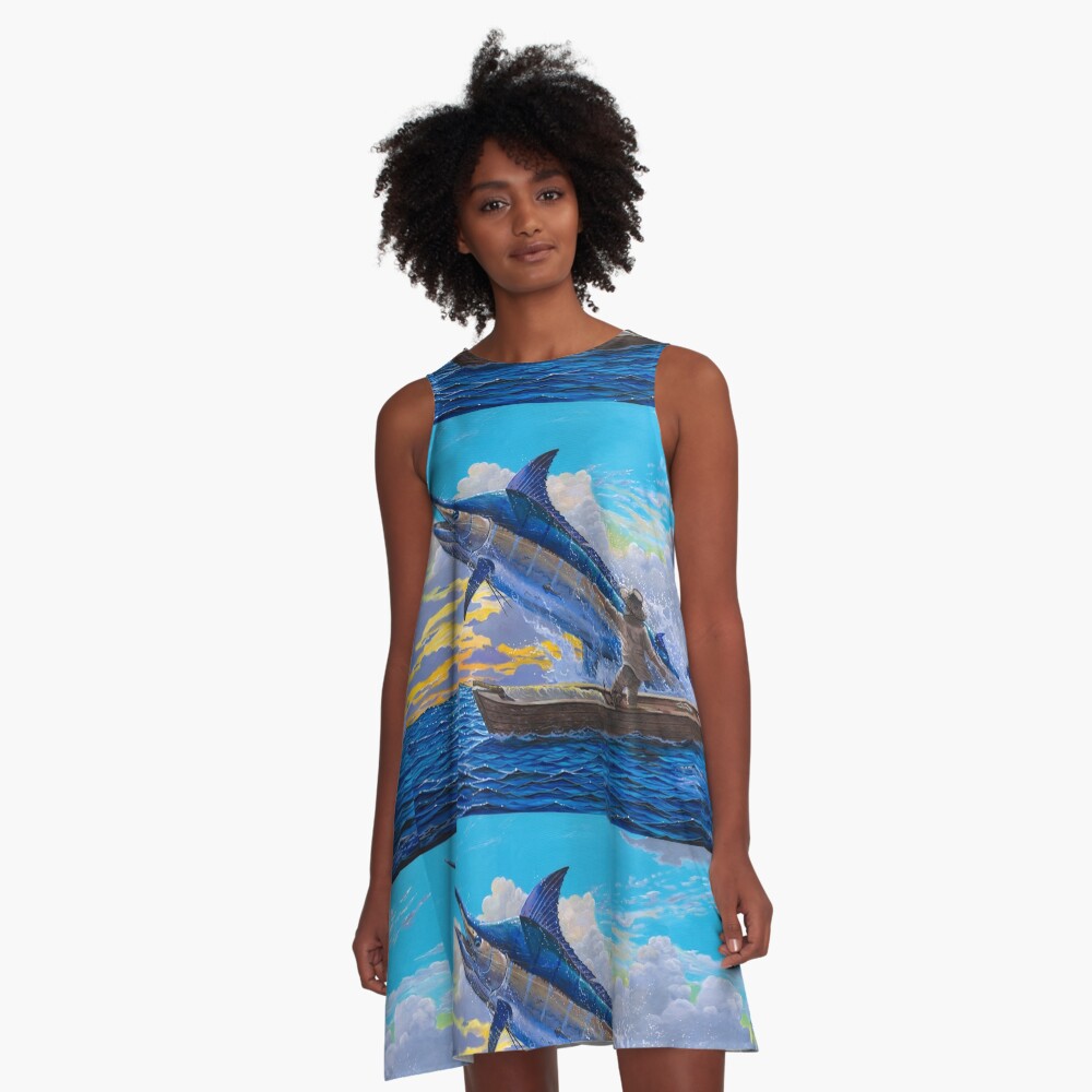 Vista previa del artículo con la obra «Vestido acampanado», diseñado y vendido por Bluemarlin.