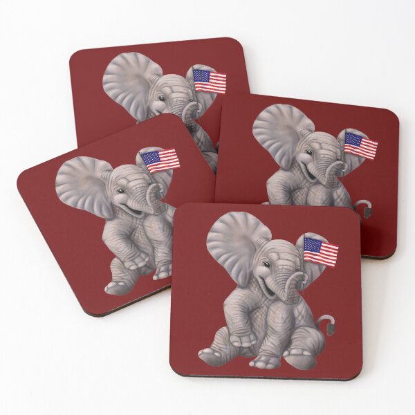 Item preview, Elephant waving the American Flag designed and sold by Mehu.